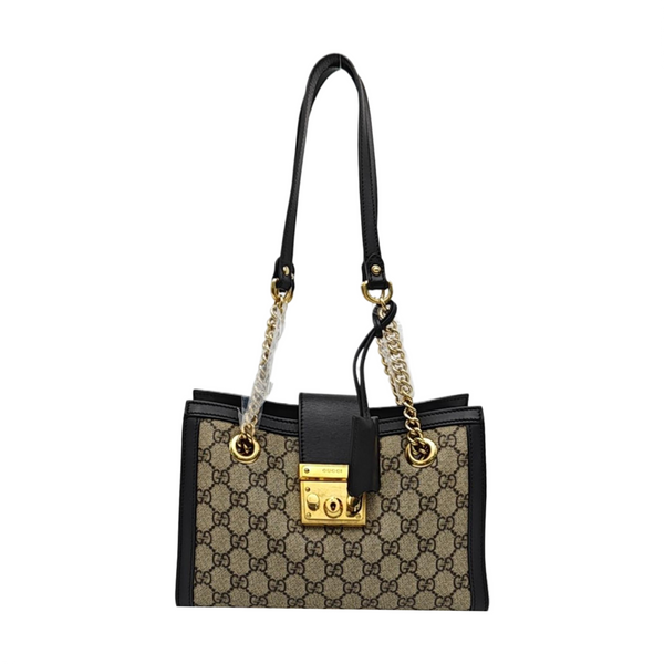 Padlock Small Monogram Coated Canvas Beige