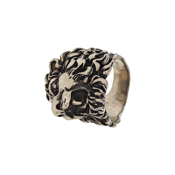 Lion Head Metal Silver Ring HK 23