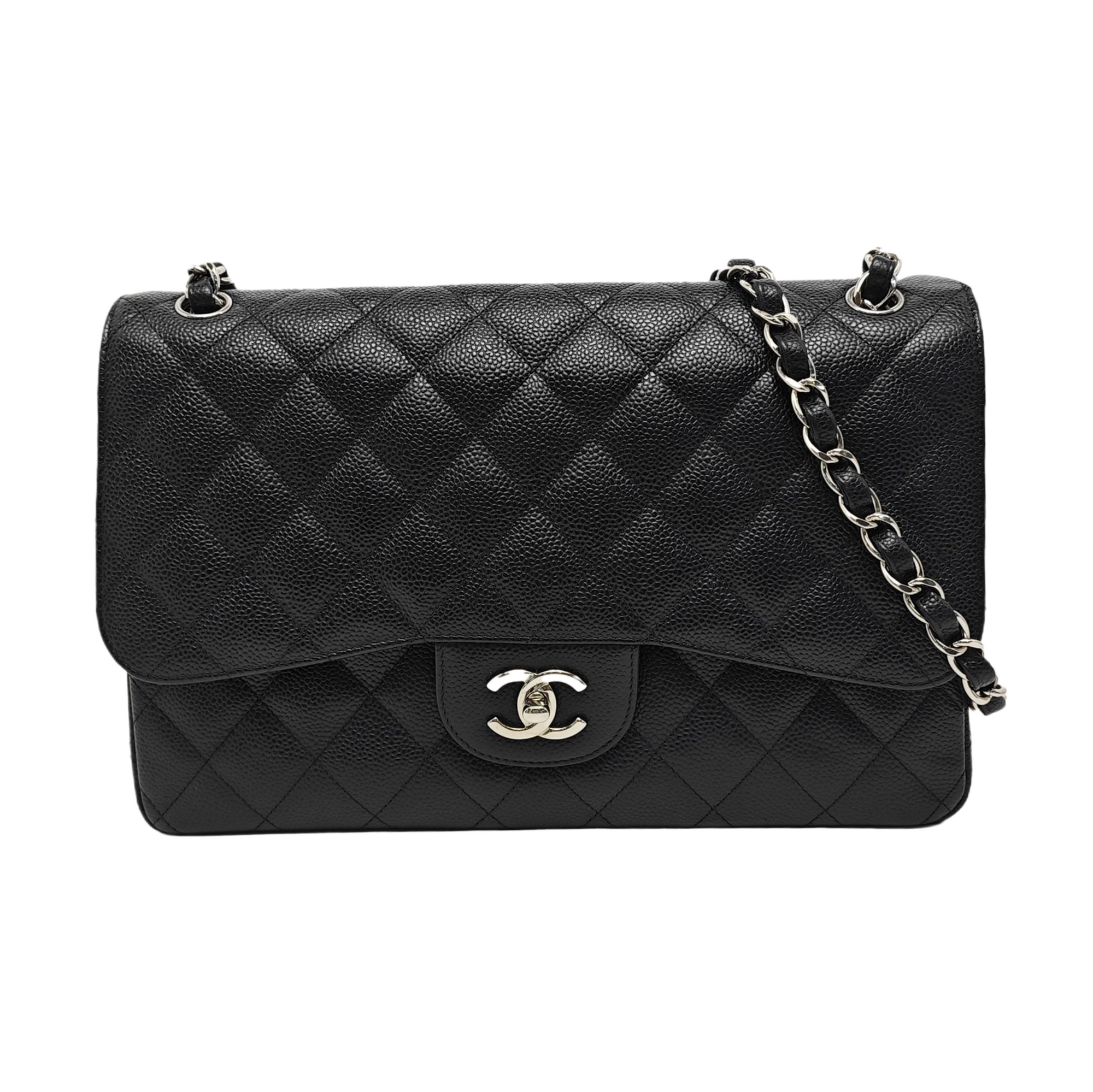 CLASSIC FLAP Jumbo Quilted Grained Calfskin Black