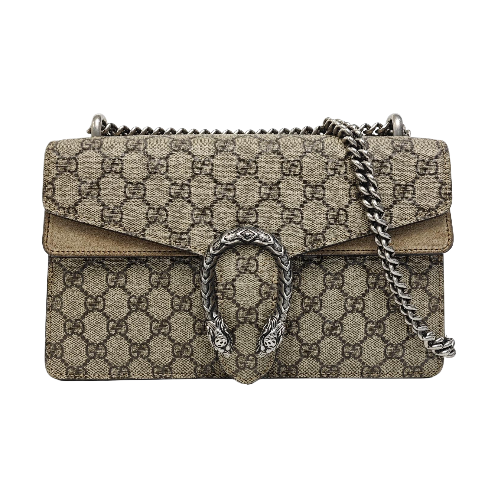 Dionysus Small Monogram Coated Canvas Beige