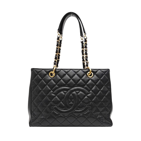CHANEL GST Large Quilted Grained Calfskin Black