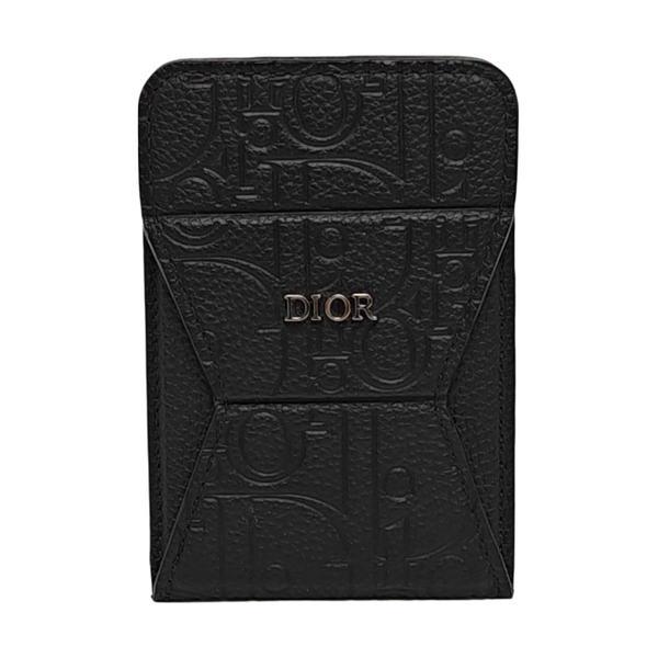 Oblique Calfskin Card Holder Black