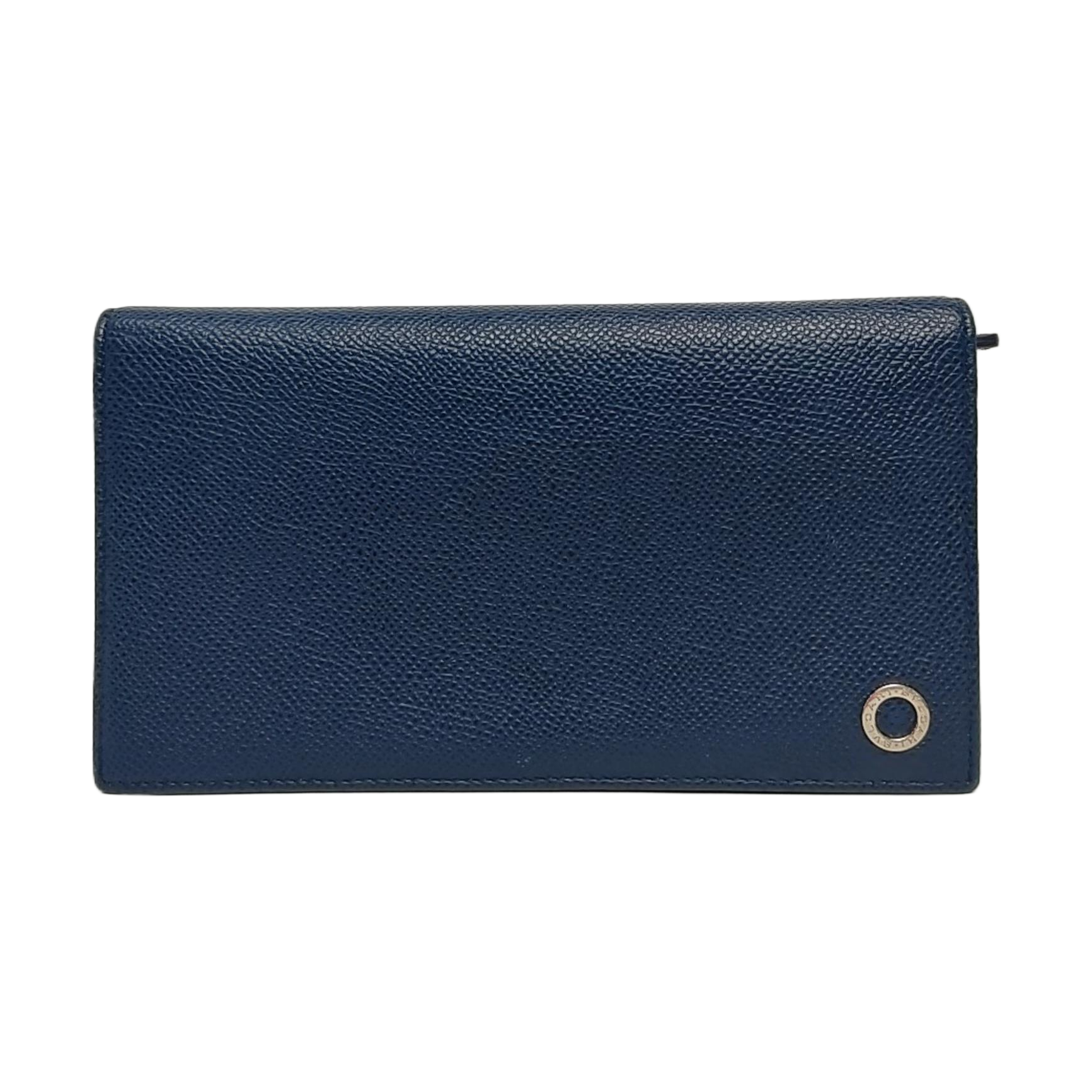 BVLGARI Calfskin Blue Wallet