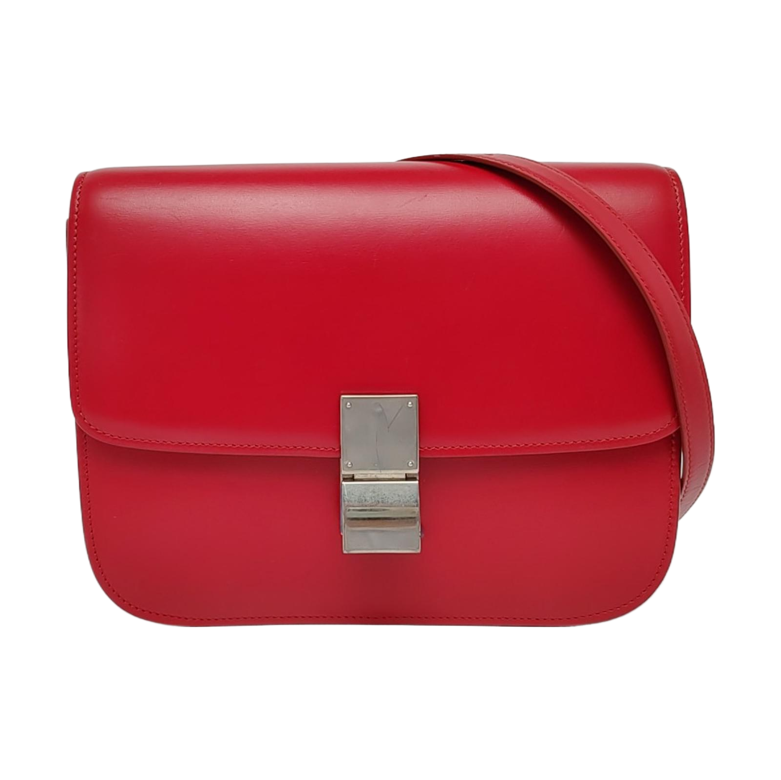 Authenticated pre-owned  CLASSIC BOX Medium Calfskin Red - Shoulder Bag at Looply