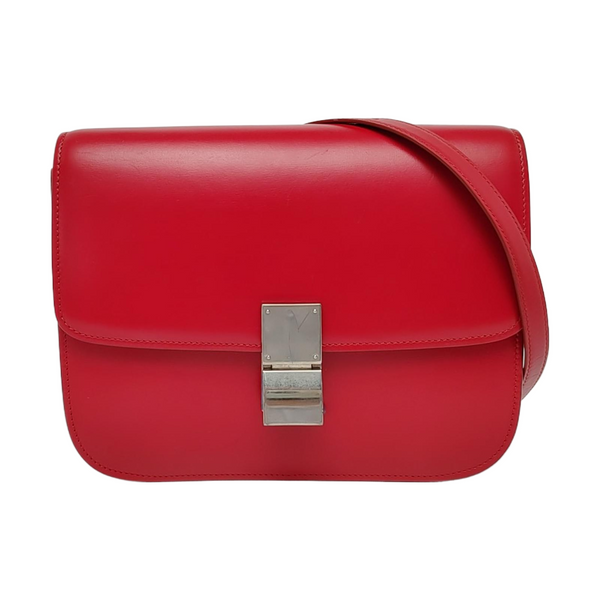 Authenticated pre-owned  CLASSIC BOX Medium Calfskin Red - Shoulder Bag at Looply