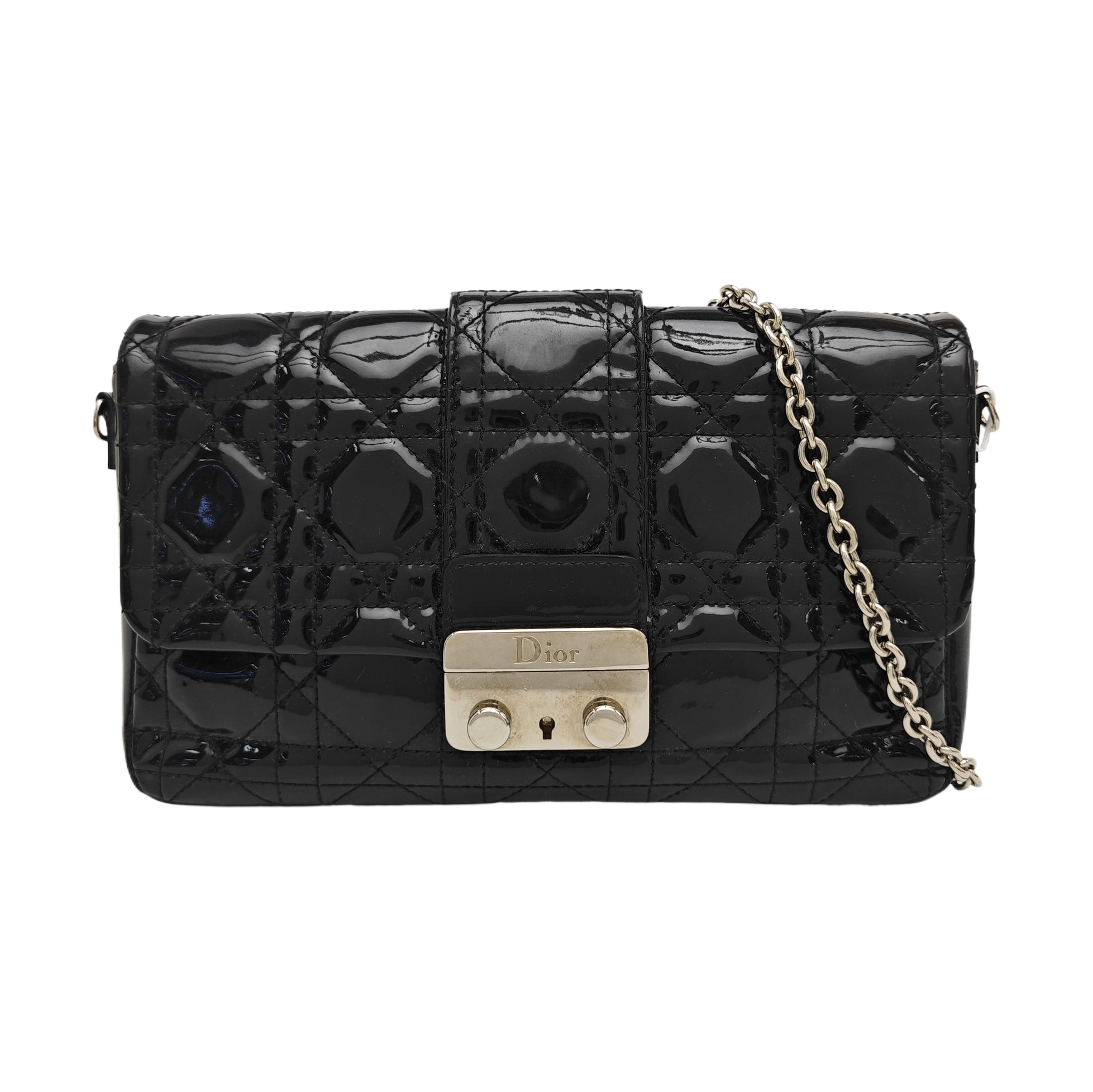 Miss Dior Cannage Patent Leather Black