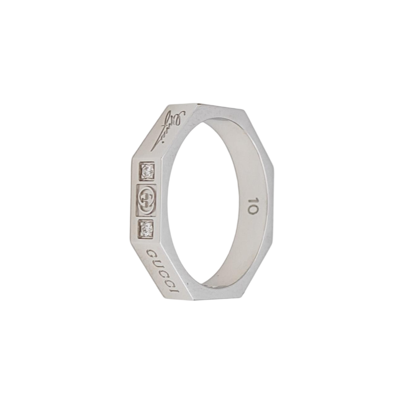 18k White Gold Silver Ring HK 10