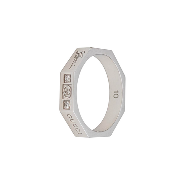 18k White Gold Silver Ring HK 10
