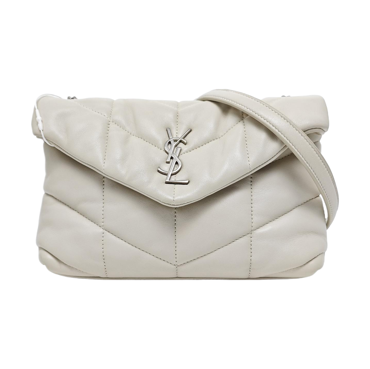 PUFFER Mini Chevron Lambskin White