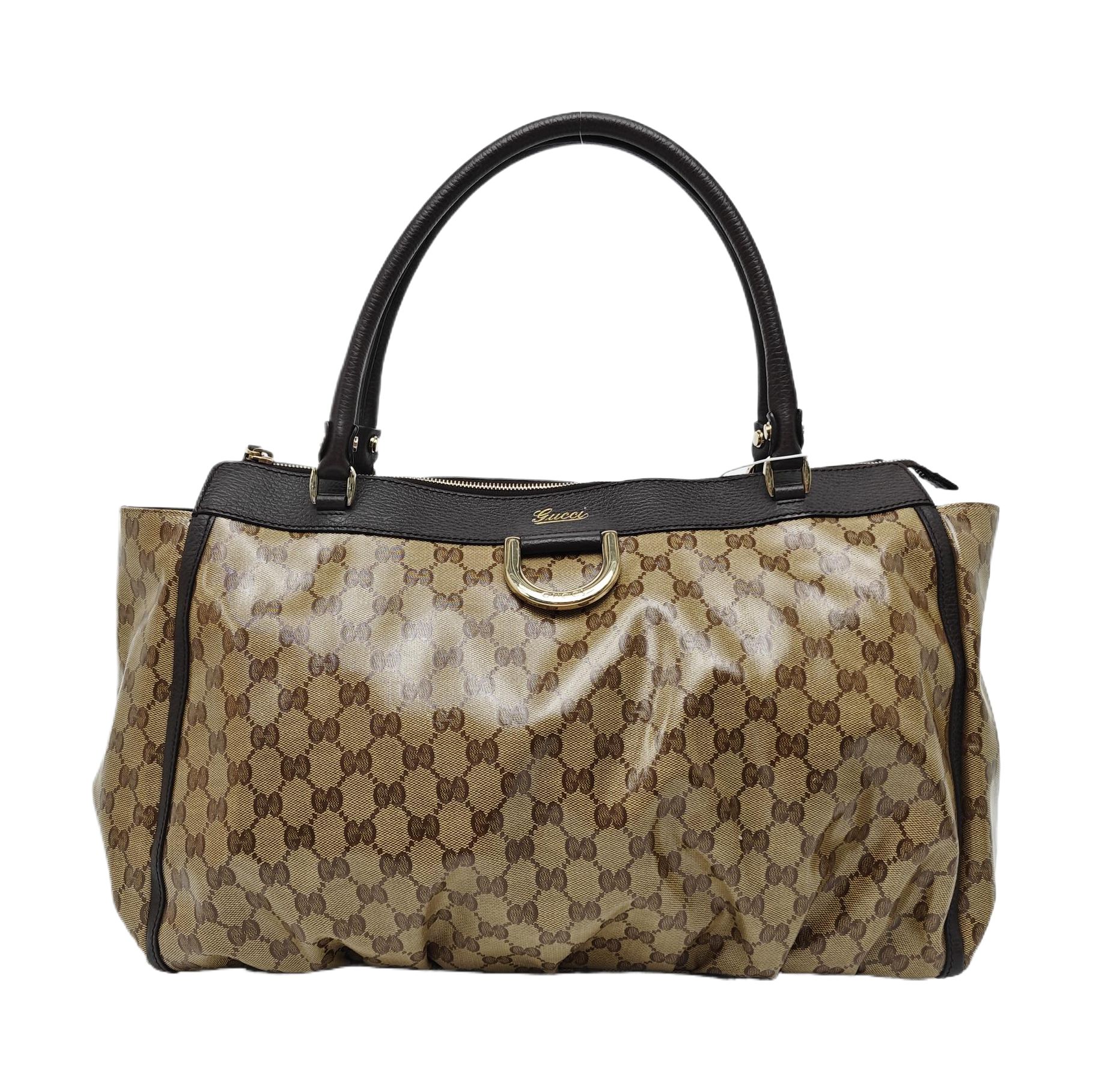 D Gold Monogram Coated Canvas Brown