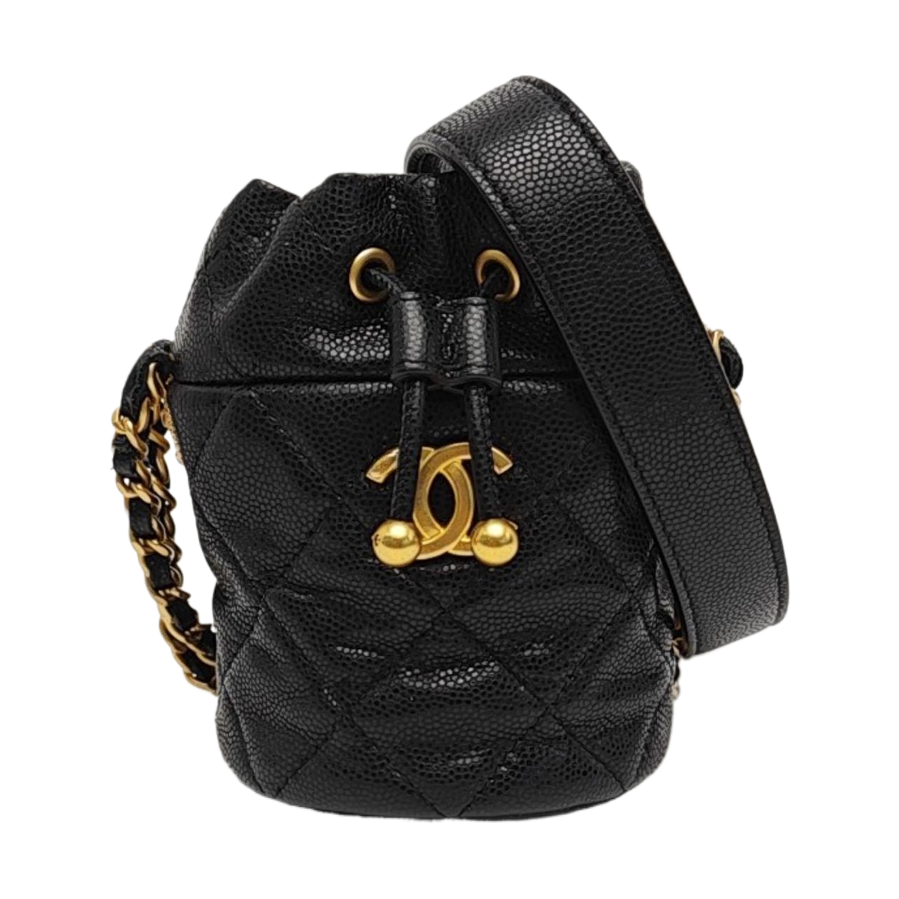 22A Mini Quilted Grained Calfskin Black