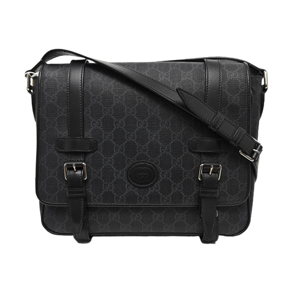 Monogram Coated Canvas Shoulder Bag Black