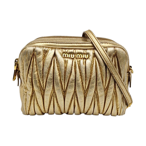 Quilted Lambskin Shoulder Bag Gold