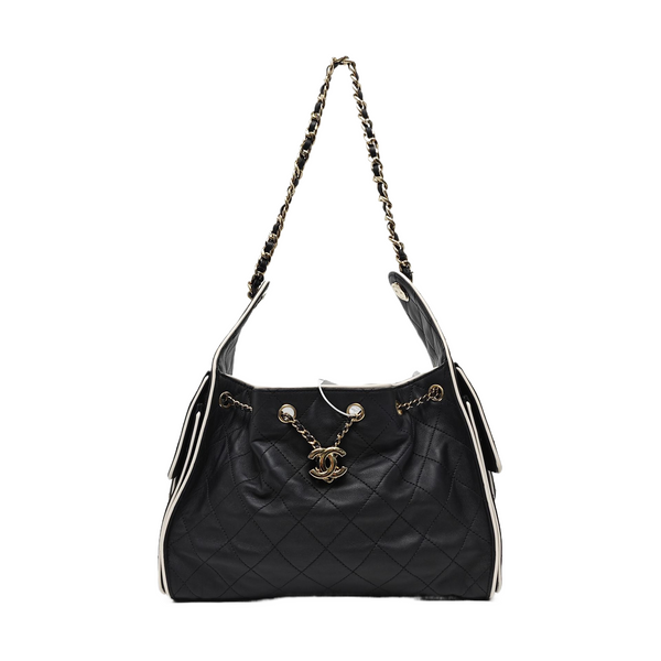 CHANEL 25 Small Quilted Calfskin Black