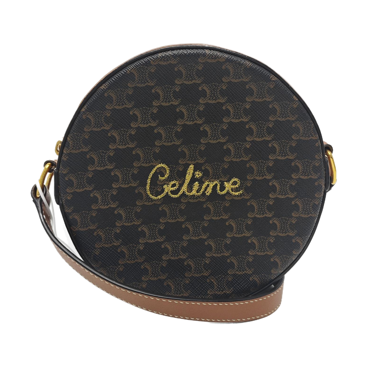 Coated Canvas Shoulder Bag Brown