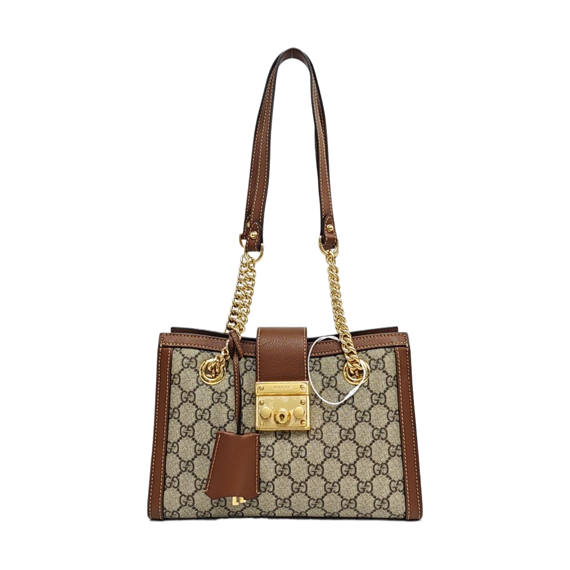 Padlock Small Monogram Coated Canvas Beige