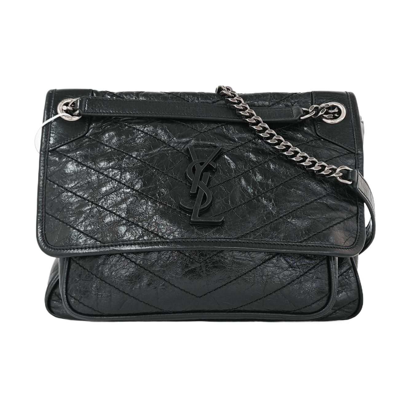 NIKI Medium Chevron Calfskin Black