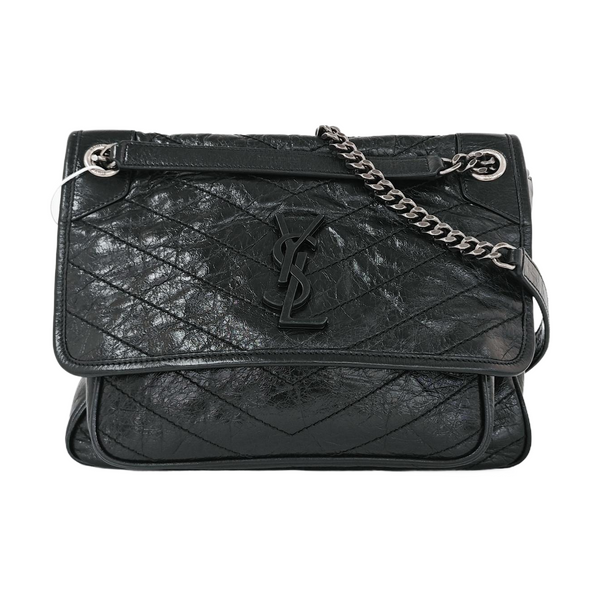 NIKI Medium Chevron Calfskin Black