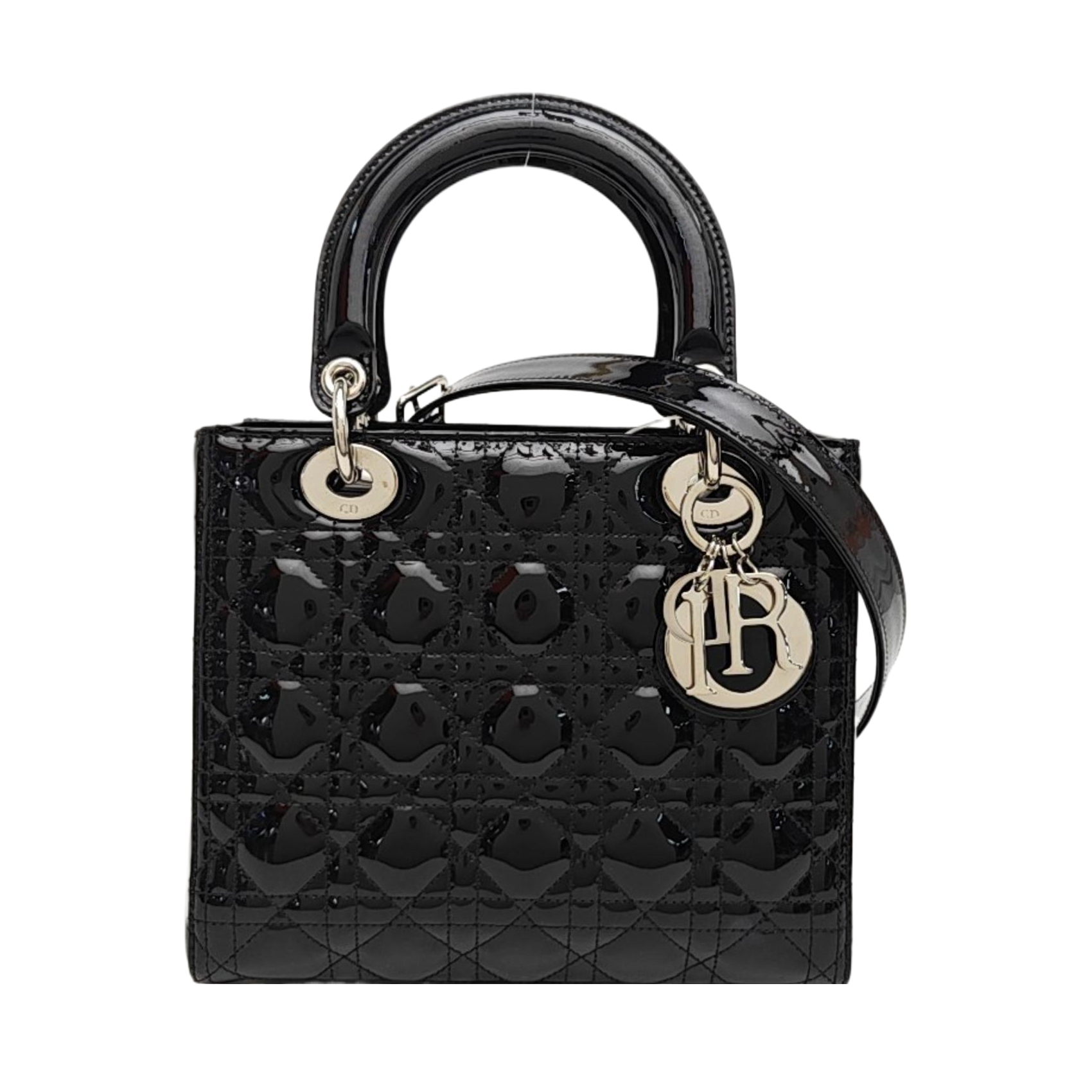 Lady Dior Medium Cannage Patent Leather Black