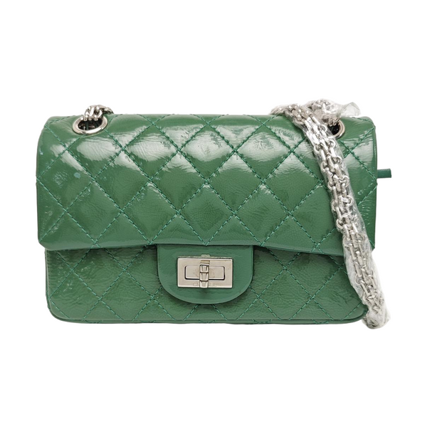 2.55 225 (small) Quilted Patent Leather Green