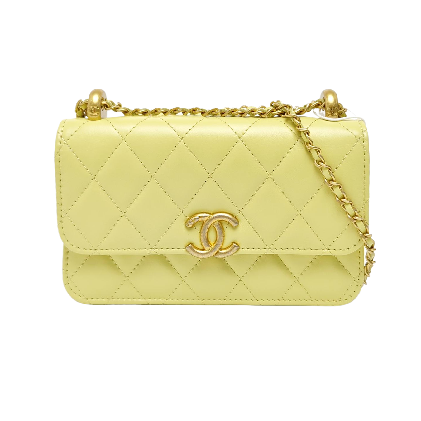 Quilted Calfskin Shoulder Bag Yellow