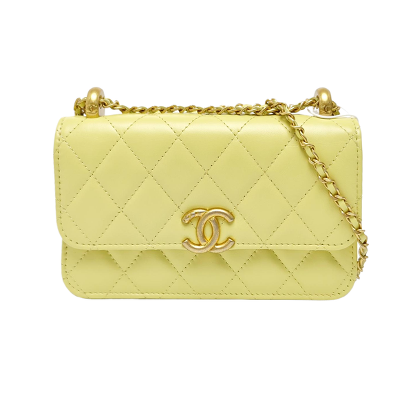 Quilted Calfskin Shoulder Bag Yellow