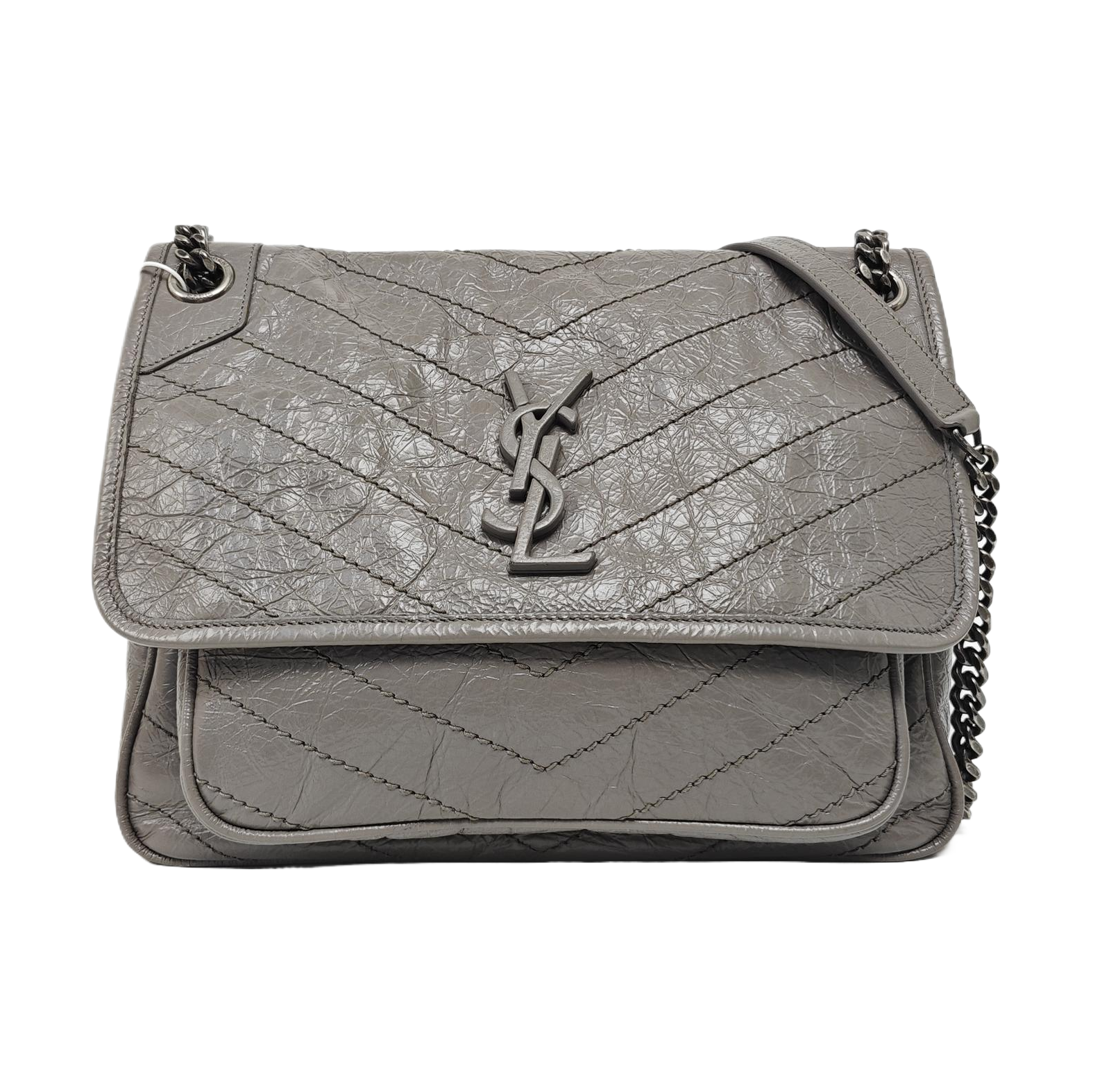 NIKI Medium Chevron Calfskin Gray
