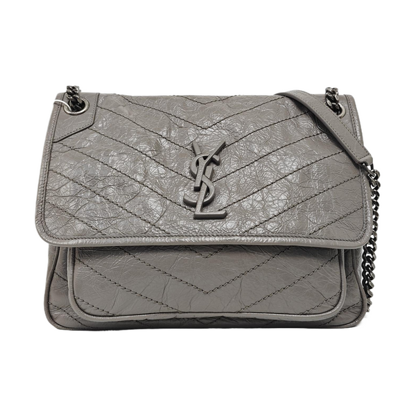 NIKI Medium Chevron Calfskin Gray