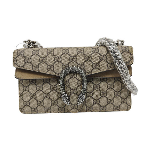 Dionysus Small Monogram Coated Canvas Beige