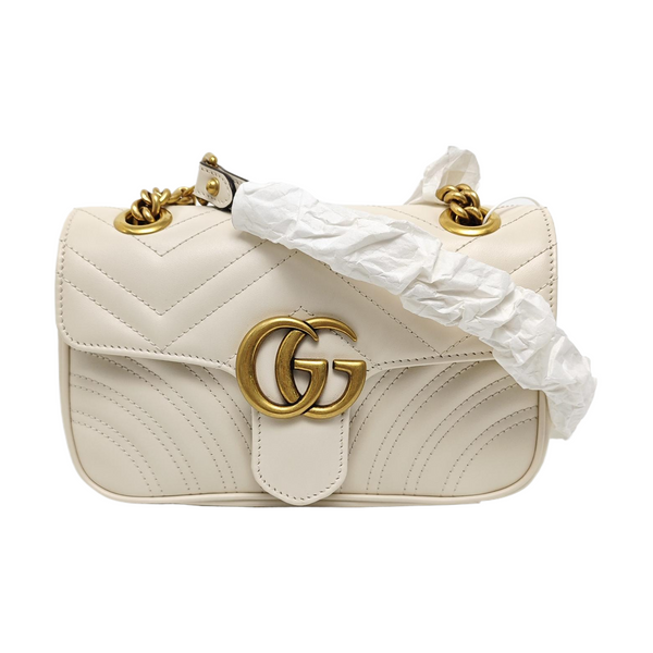 GG Marmont Small Quilted Calfskin White