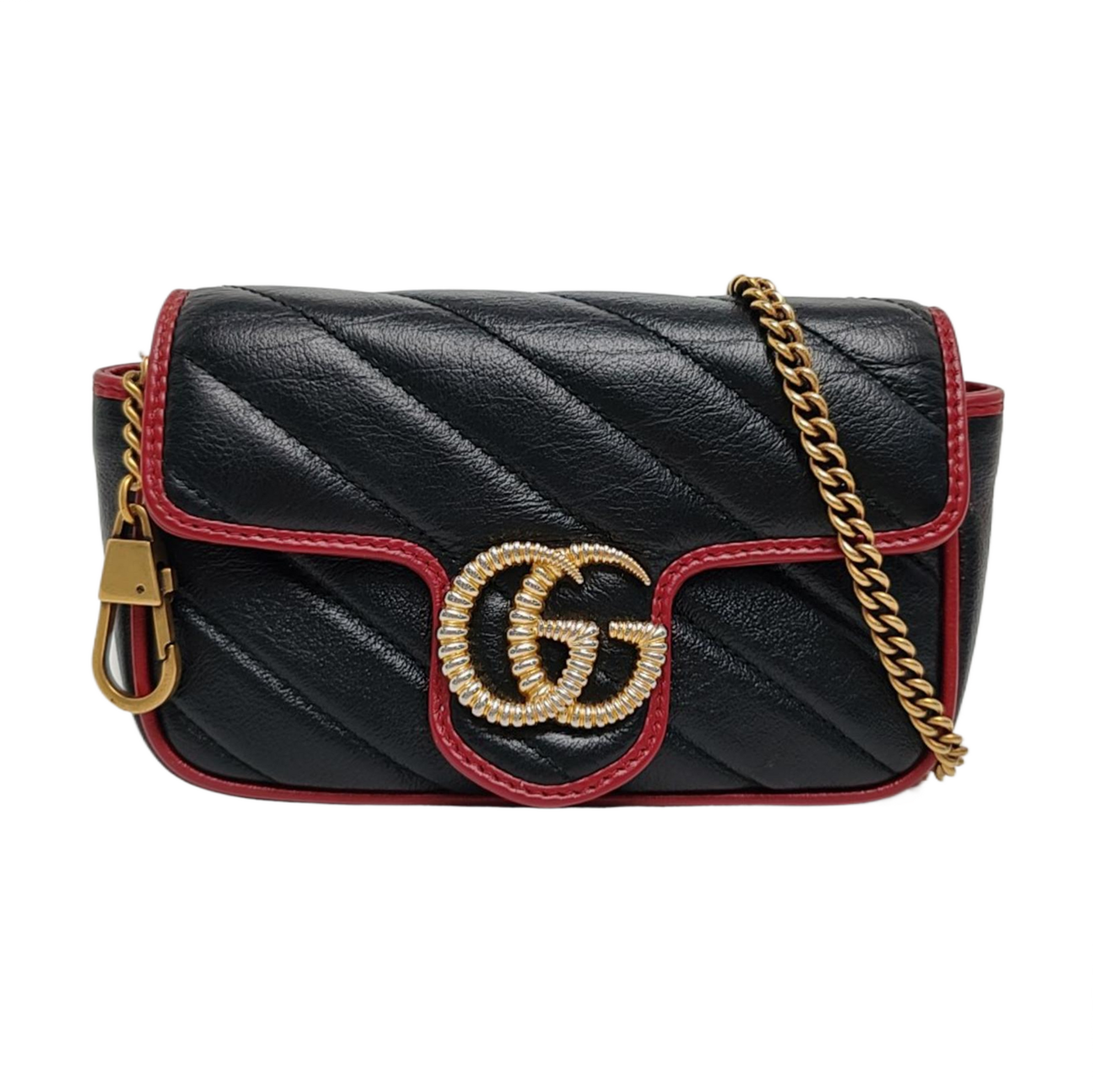 GG Marmont Super Mini Quilted Calfskin Black