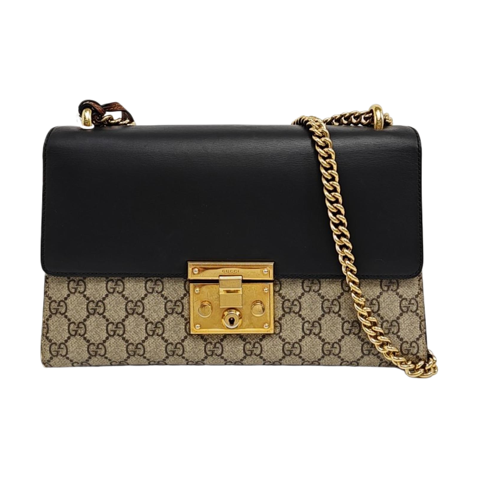 Padlock Medium Monogram Coated Canvas Beige