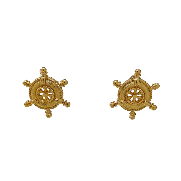 Twist Round Metal Gold Stud Earrings