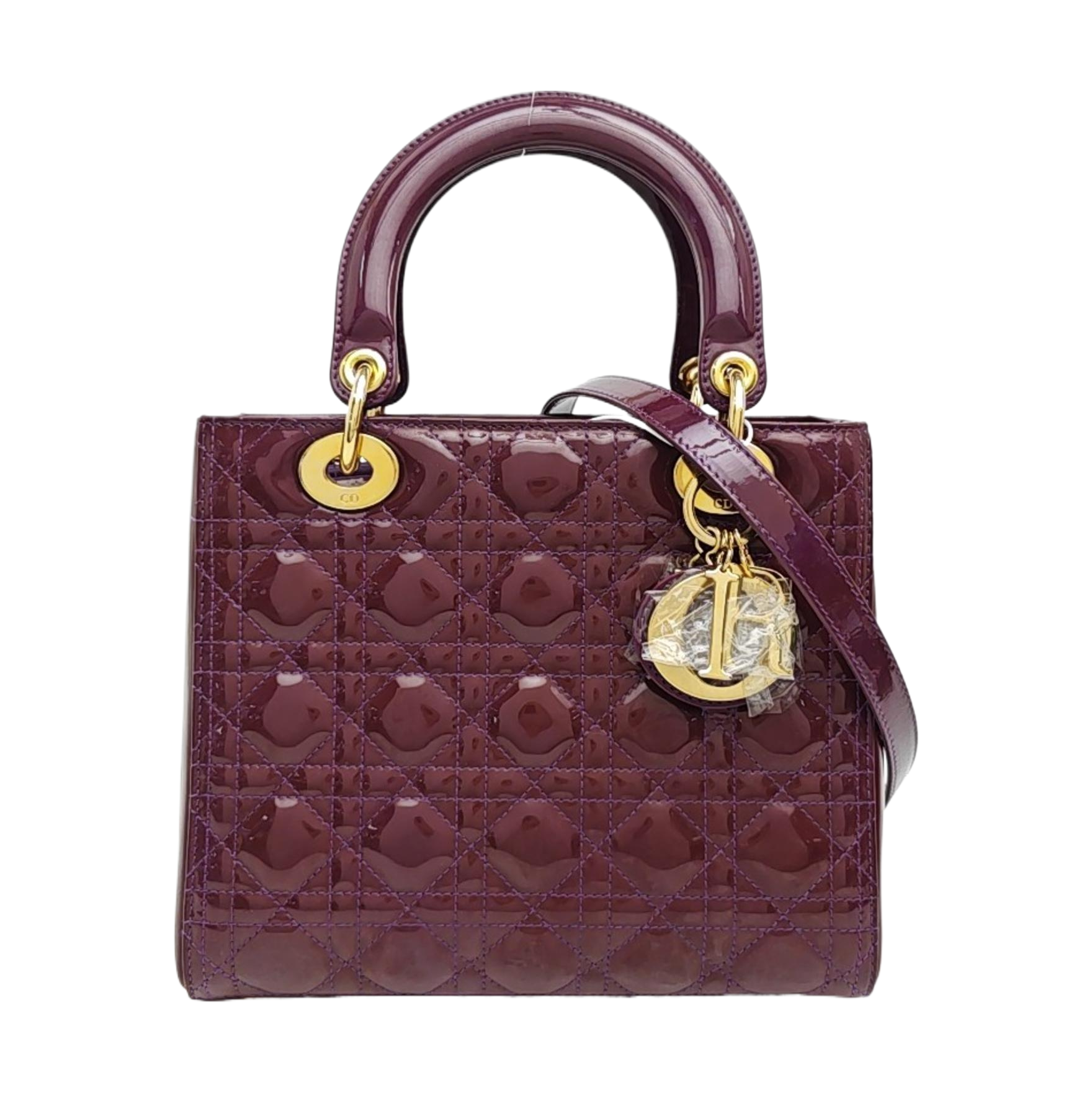 Lady Dior Medium Cannage Patent Leather Purple