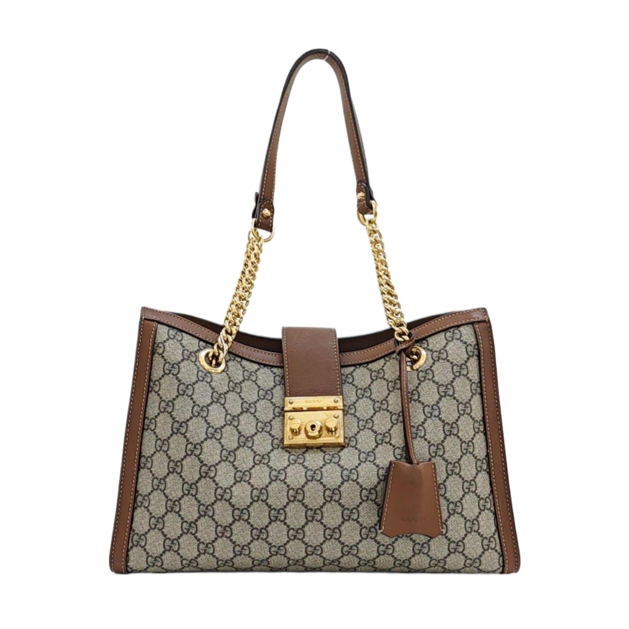 Padlock Medium Monogram Coated Canvas Beige