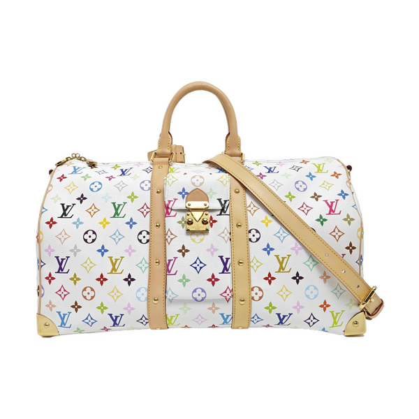 LV × TM KEEPALL 45 Monogram Coated Canvas White