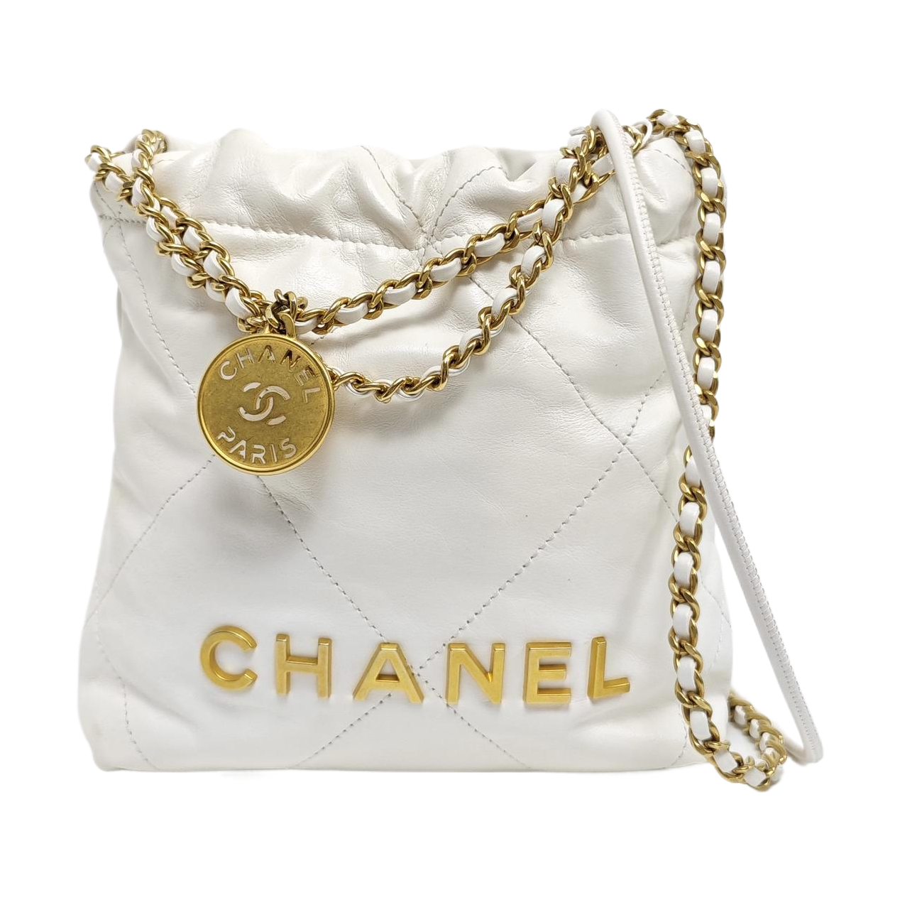 CHANEL 22 Mini Quilted Calfskin White
