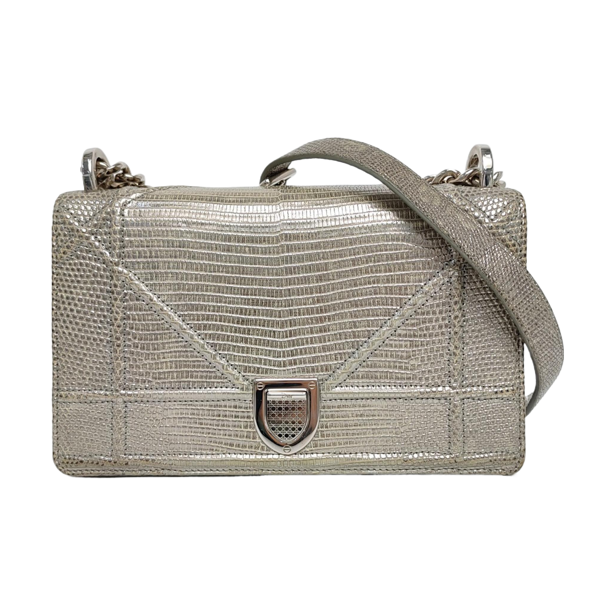 Diorama Small Cannage Calfskin Silver