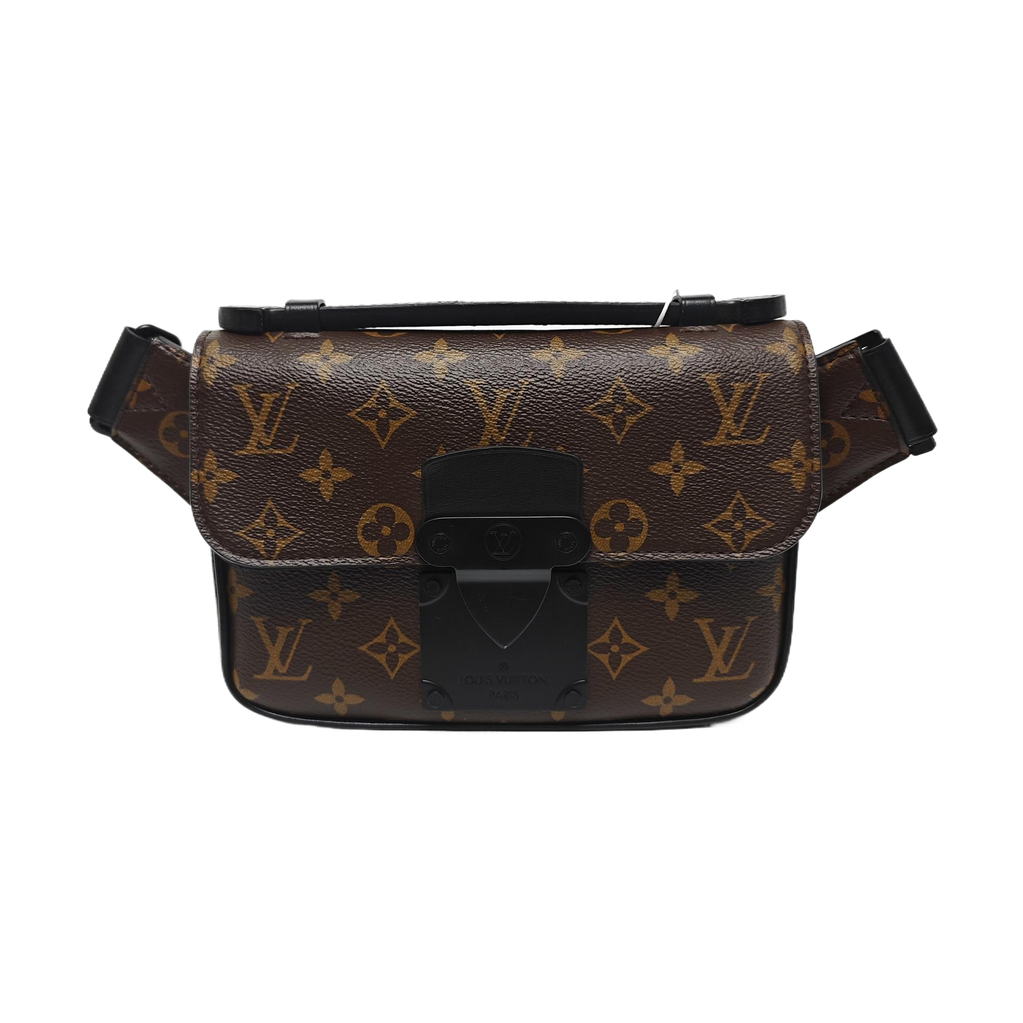 S LOCK Monogram Coated Canvas Brown