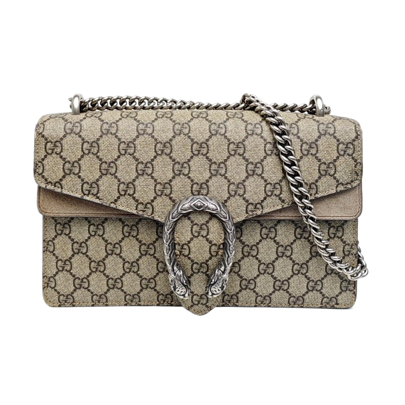 Dionysus Small Monogram Coated Canvas Beige