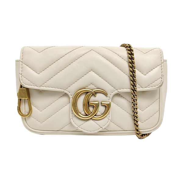 GG Marmont Mini Quilted Calfskin White