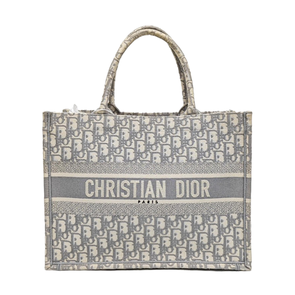 Book Tote Medium Oblique Canvas White