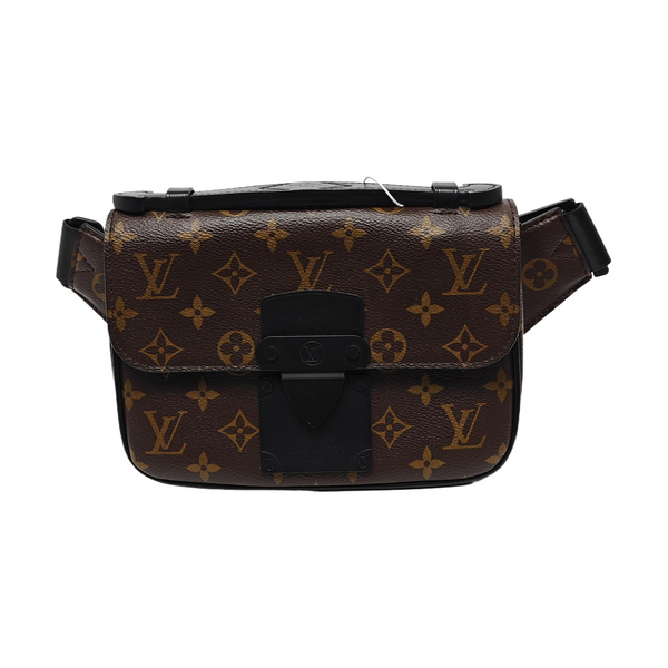 S LOCK Monogram Coated Canvas Brown