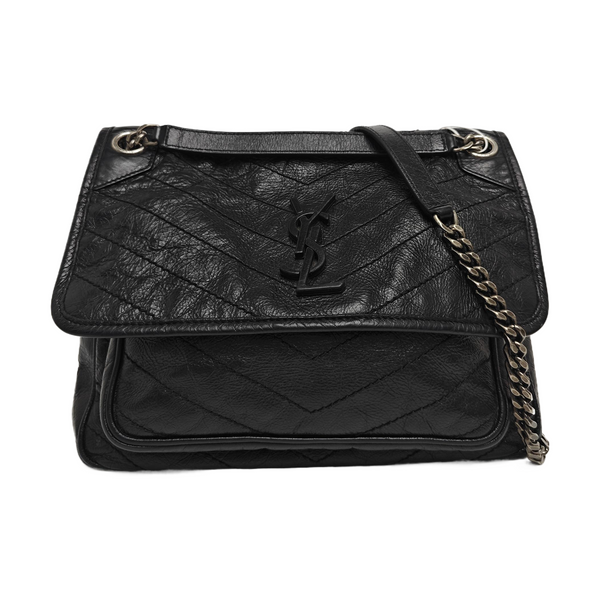 NIKI Medium Chevron Calfskin Black