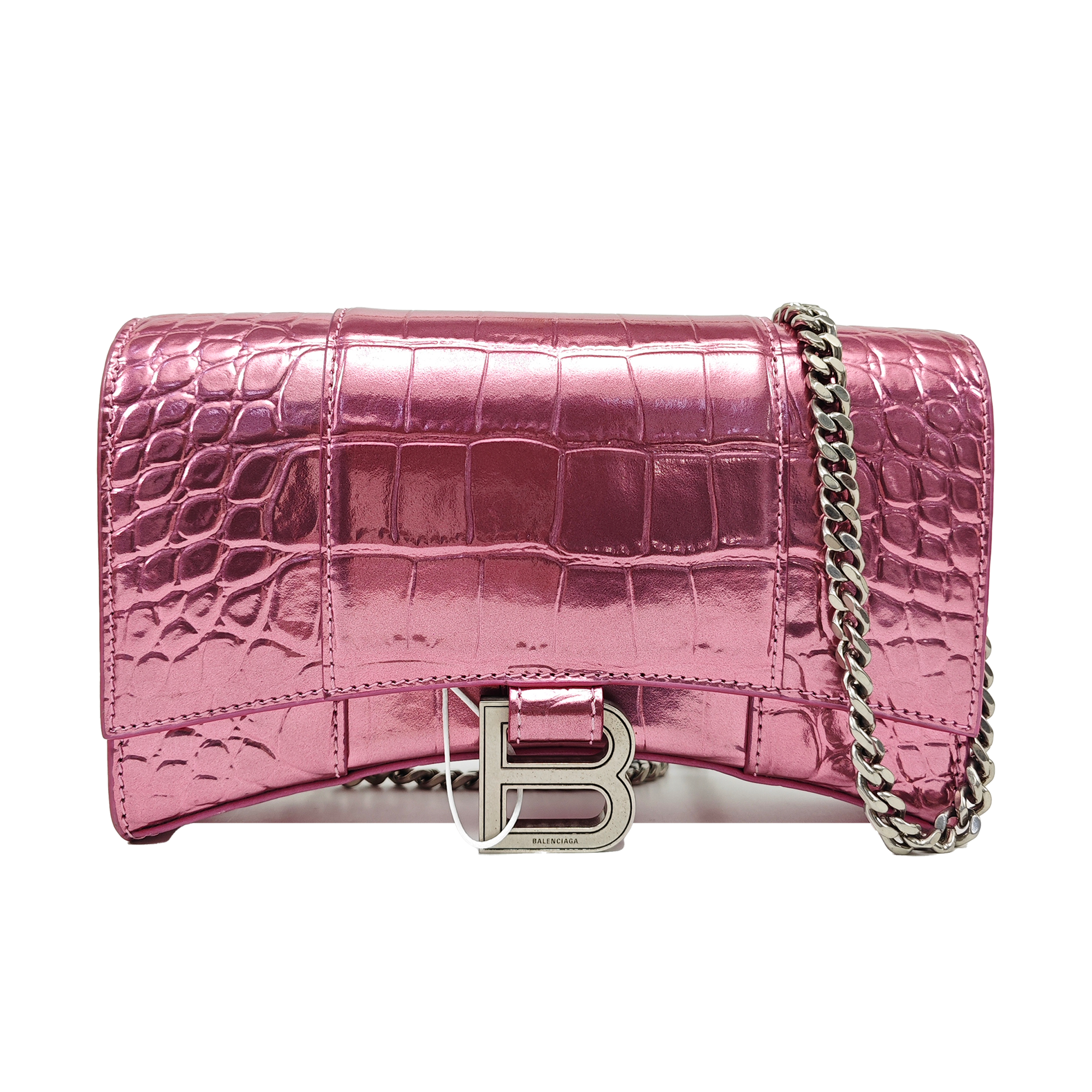 Hourglass Wallet On Chain Small Calfskin Pink