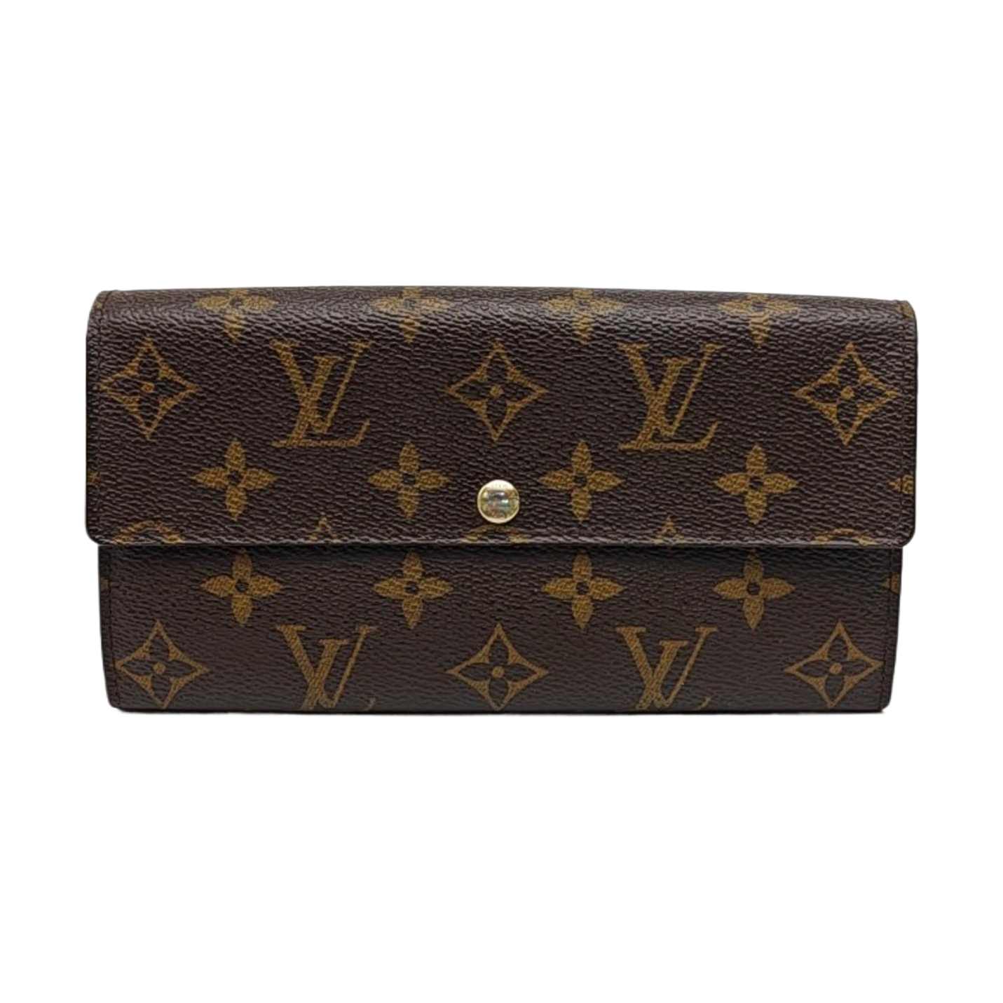 PORTE MONNAIE Monogram Coated Canvas Brown Wallet