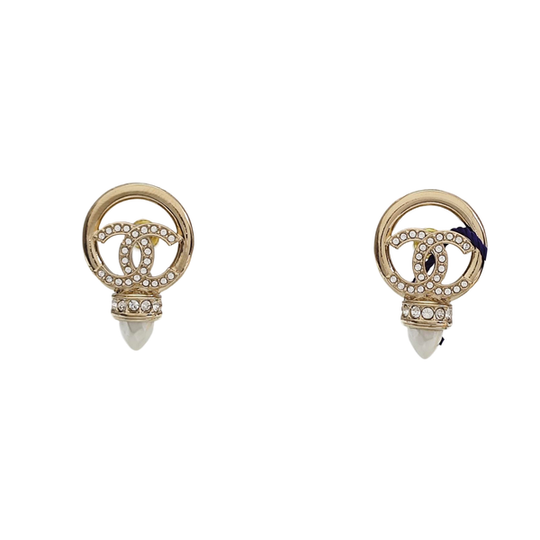 CC Logo Metal Gold Stud Earrings
