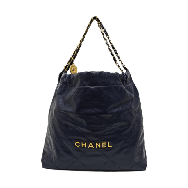 CHANEL 22 Medium Quilted Calfskin Blue