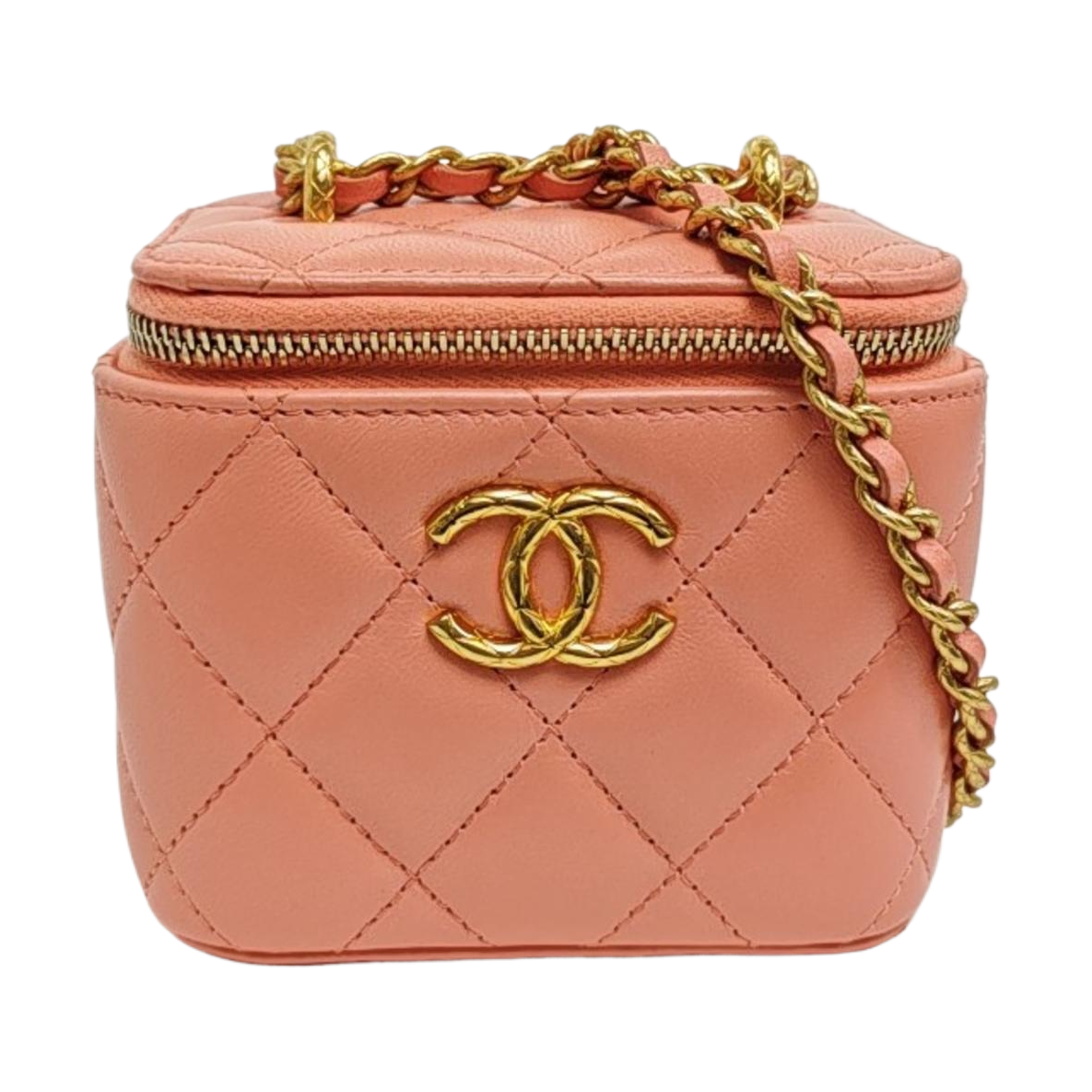VANITY CASE Mini Quilted Lambskin Pink