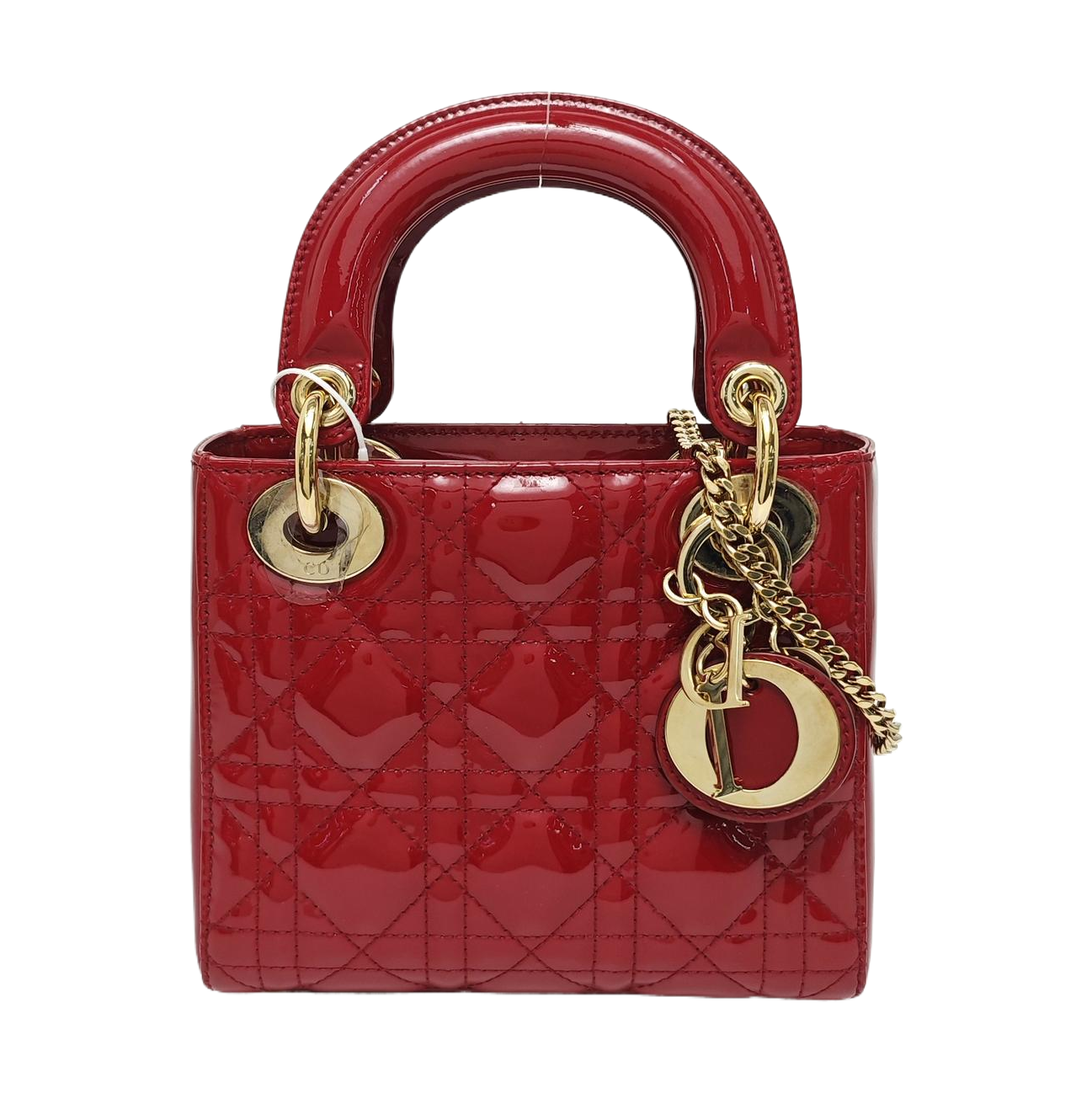 Lady Dior Mini Cannage Patent Calfskin Red